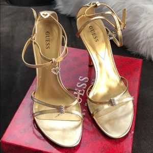 Gold leather guess heels